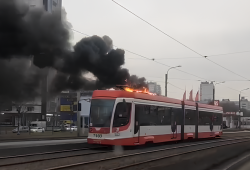 Tramvay yandı - VİDEO