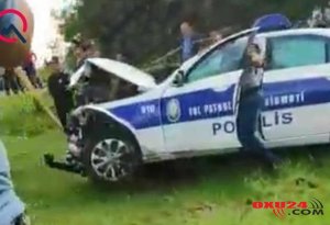 Tovuzda polis xidməti maşını qəza törədib - FOTO