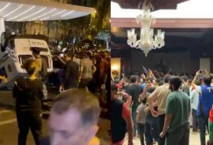 Təxribatçılar polis maşınını aşırdılar - Milli Məclisə basqın oldu – Video