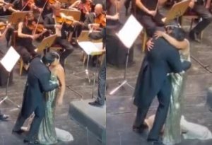 Yusif etirazla qarşılanan konsertdə Anna ilə öpüşdü - VİDEO
