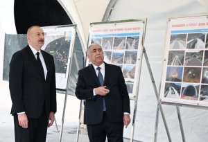 İlham Əliyev Əhmədbəyli-Füzuli-Şuşa yolundakı birinci tunelin açılışında - FOTOLAR