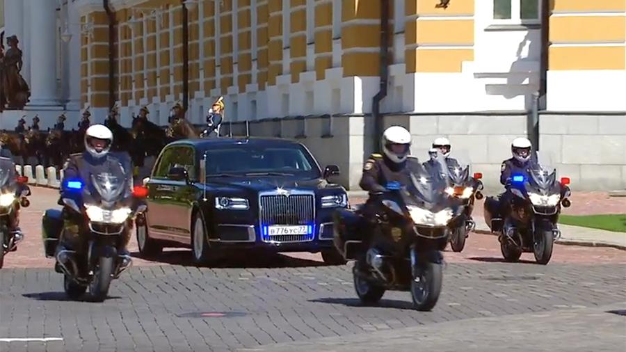 Путин впервые использовал новый российский автомобиль серии «Кортеж»