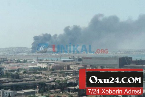 Bakıda güclü yanğın başladı - FOTOLAR