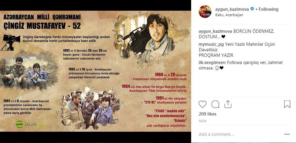 Aygün Kazımova Milli Qəhrəmanı belə yad etdi - FOTO