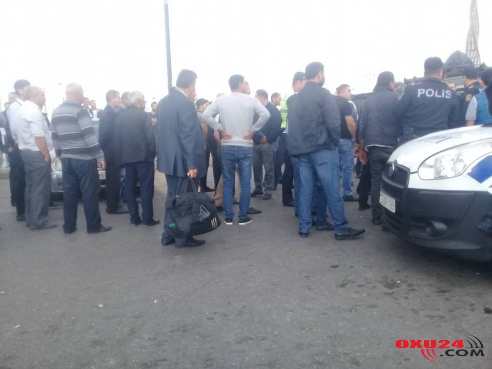 Taksi sürücüləri ilə polis arasında qarşıdurma – Saxlanılanlar var – Fotolar