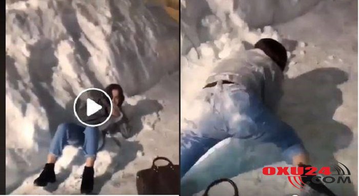 Hamı qarda hoppa çıxardan bu qızdan danışır - Biabıçı VİDEO