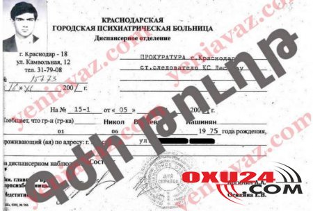 Ermənistanda ŞOK SƏNƏD yayıldı: - Nikol Paşinyan dəlixanada yatıb (FOTOFAKT)