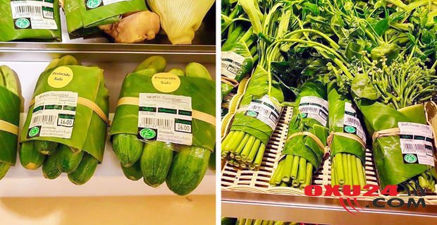 Plastik qablaşdırma əvəzinə banan yarpağı