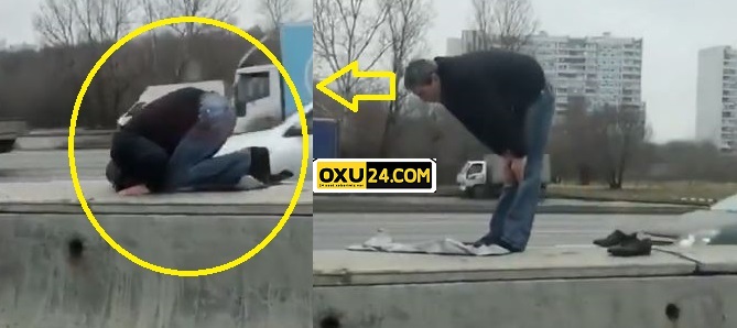 Moskvada hər kəs bu azərbaycanlıdan danışır: Küçədə maşını saxlayıb namaz qıldı