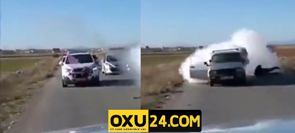 Toy karvanında dəhşət: Maşında  partlayış  oldu, adamlar asfalta səpələndi (VİDEO)