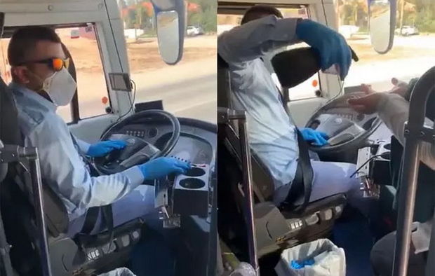 Koronovirusdan qorxan sürücü görün nə etdi +VİDEO