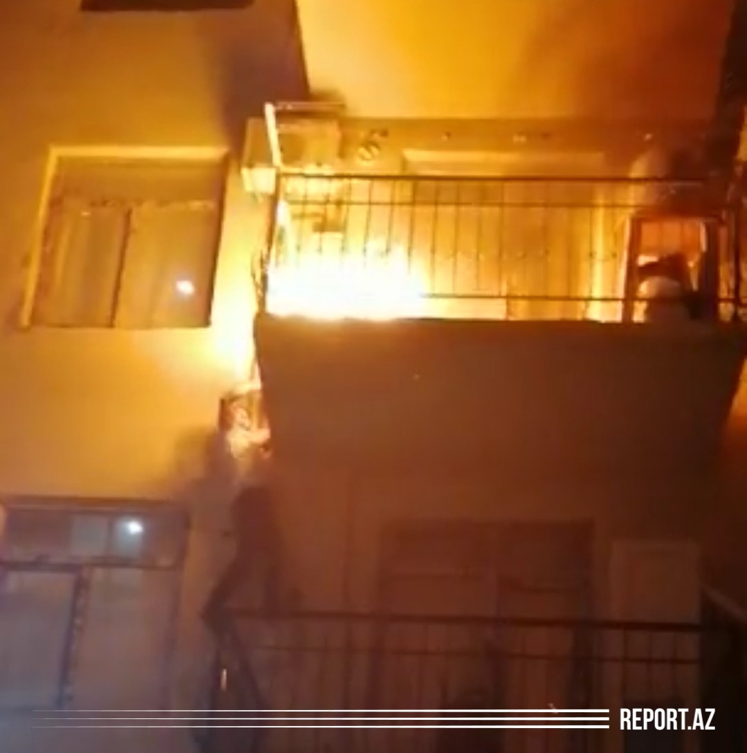 Eyvanda kabab bişirmək istəyi yanğınla nəticələndi +VİDEO