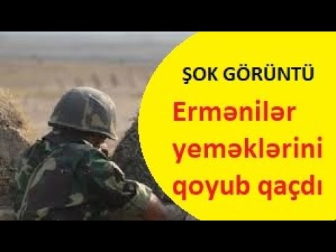 Erməni əsgərləri yeməkləri qoyub postdan qaçdı  - Yeməyi itə verdilər yemədi (VİDEO)