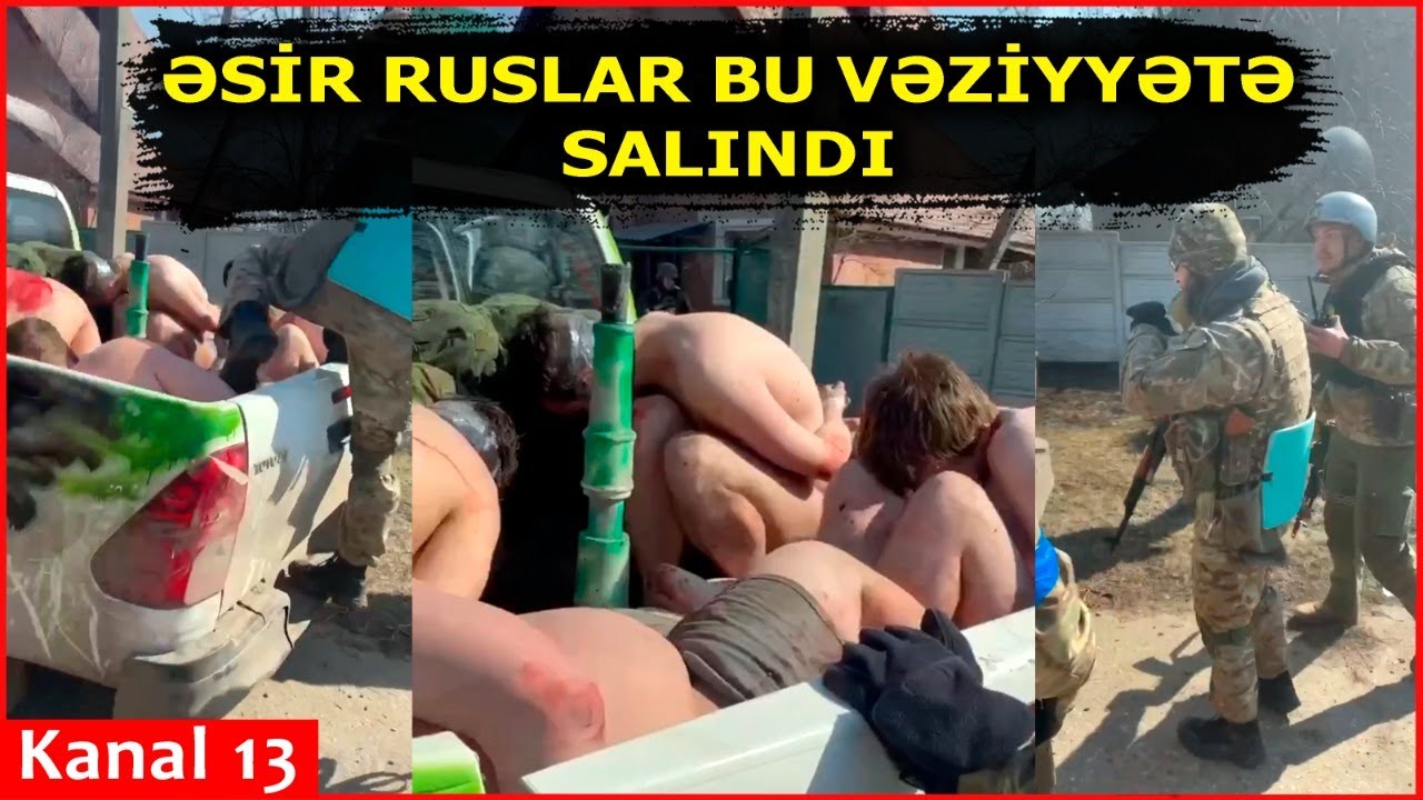 \\\"Azov\\\" alayı əsir götürdükləri rusları biabırçı vəziyyətə saldı (18+VİDEO)