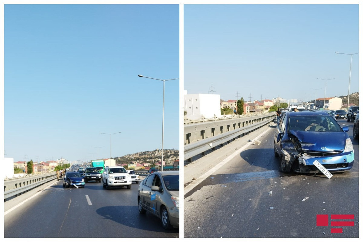 Bakı-Sumqayıt yolunda 3 maşın toqquşub - FOTO