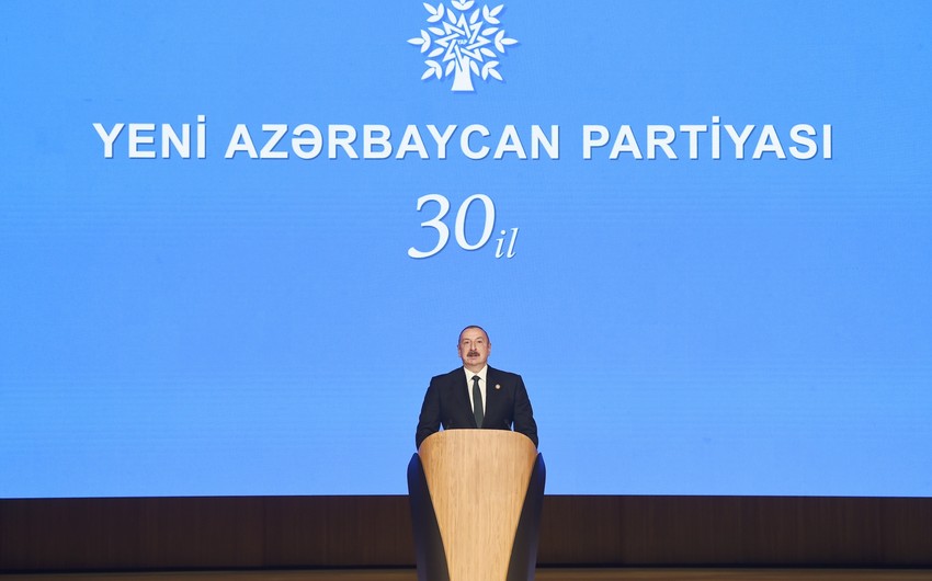 YAP-ın yaradılmasının 30-cu ildönümü münasibətilə tədbirdə  Prezident İlham Əliyev  çıxış edib