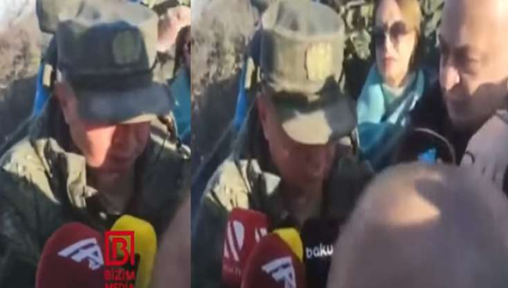 Sülhməramlı polkovnik jurnalistlərin qarşısına içkili vəziyyətdə çıxdı - VİDEO