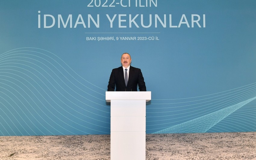 Prezident İlham Əliyev ötən ilin idman yekunlarına həsr olunmuş mərasimdə iştirak edib