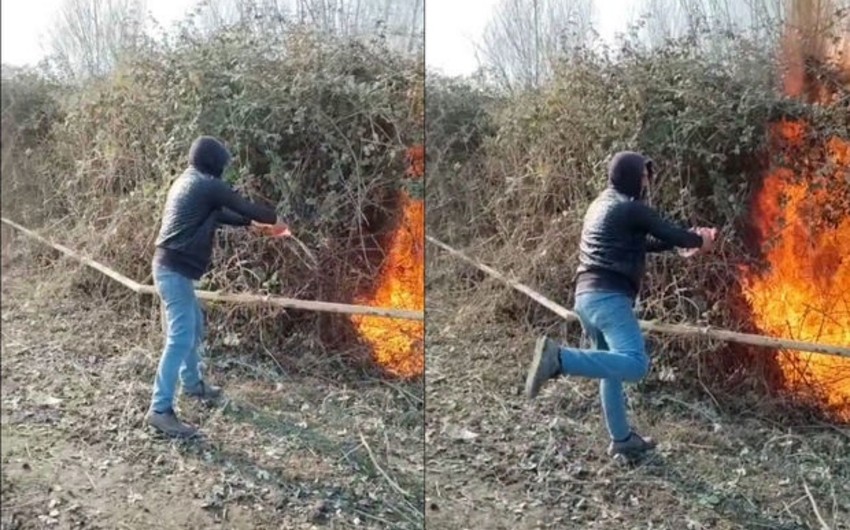 Zərdabda qaz xətti keçən ərazini yandıran şəxs saxlanılıb