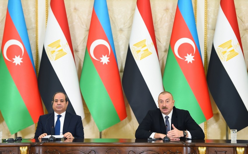 Azərbaycan və Misir prezidentləri mətbuata bəyanatlarla çıxış ediblər