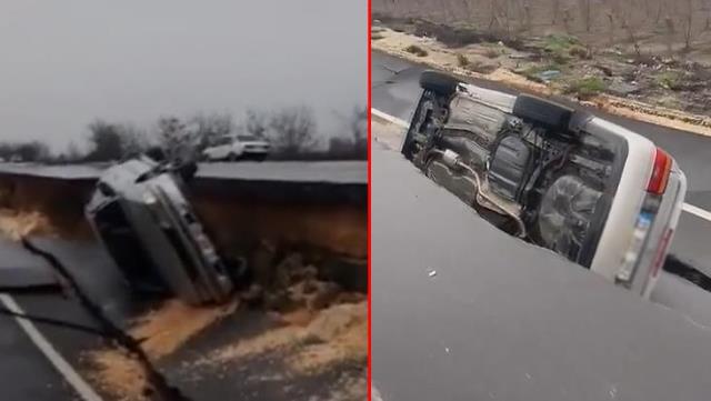 Zəlzələdən dəhşətli video: Yollar yarıldı,maşınlar çuxura düşdü