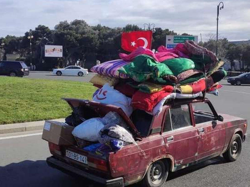 Türkiyəyə yardım aparan köhnə maşının sahibi bu şəxsdir - VİDEO - FOTO
