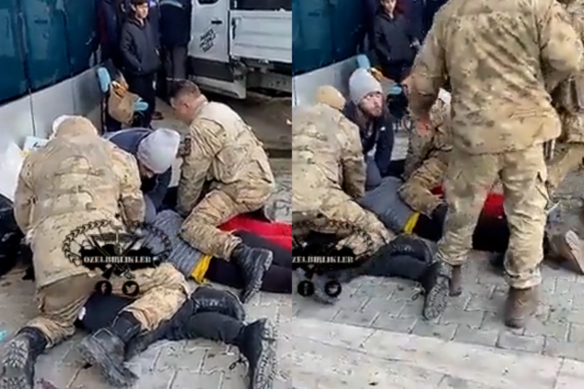 Türkiyəyə gətirilən yardım maşınına atəş açan şəxsi bu hala saldılar - VİDEO