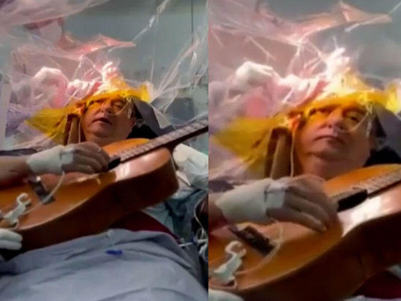 Beyin əməliyyatı keçirərkən 4 saat gitara çaldı - VİDEO