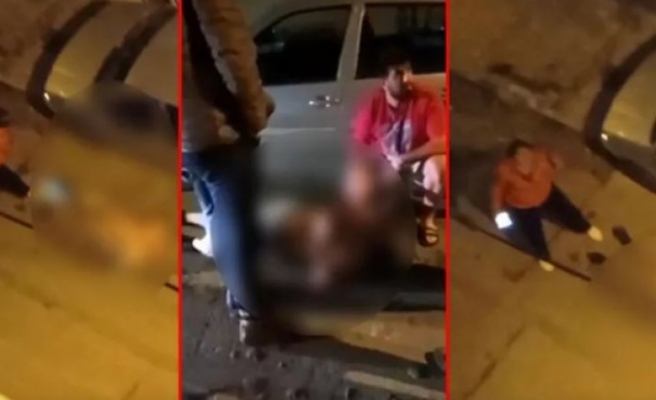 Qadın kişini küçədə lüt soyundurub döydü - Hadisə anının videosu