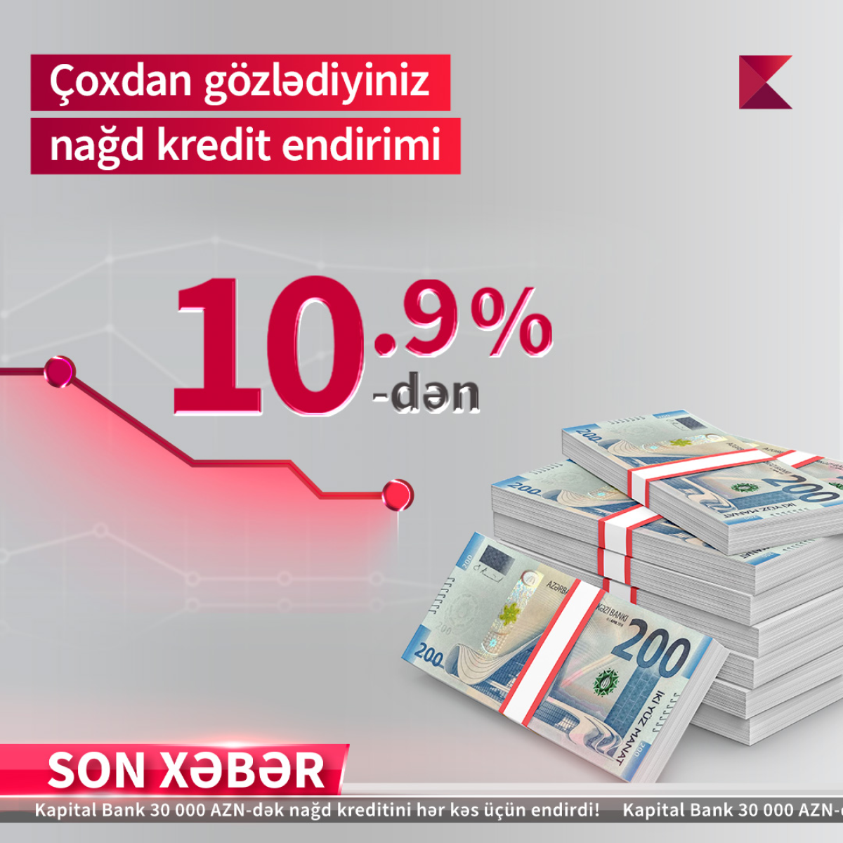 Kapital Bank-dan nağd pul kreditini illik 10,9%-lə əldə edin!