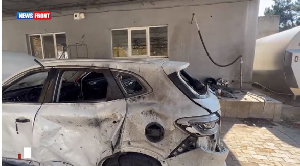 Pilotsuz təyyarə Rusiya “hərbi korpusu”nun avtomobilini bombalayıb