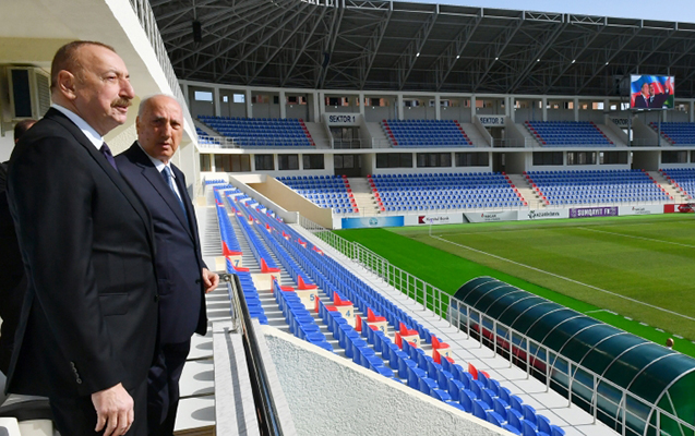 Prezident Sumqayıt şəhər stadionunda - Foto