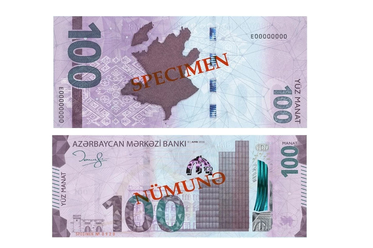 Yenilənmiş 100 manat tədavülə buraxıldı