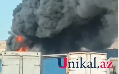 “Meyvəli” bazarında yanğın