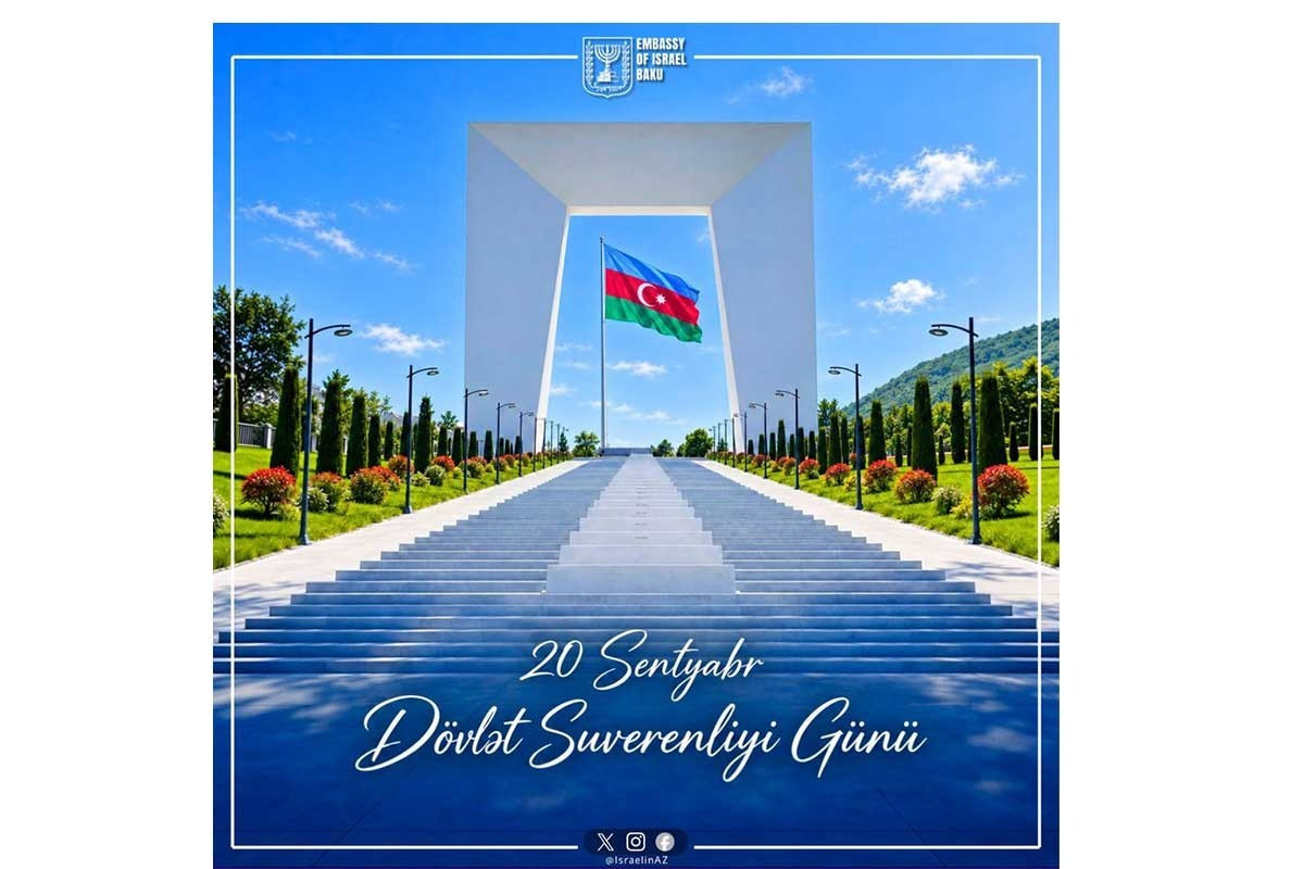 İsrail Səfirliyi Azərbaycanı Dövlət Suverenliyi Günü münasibətilə təbrik edib&nbsp;