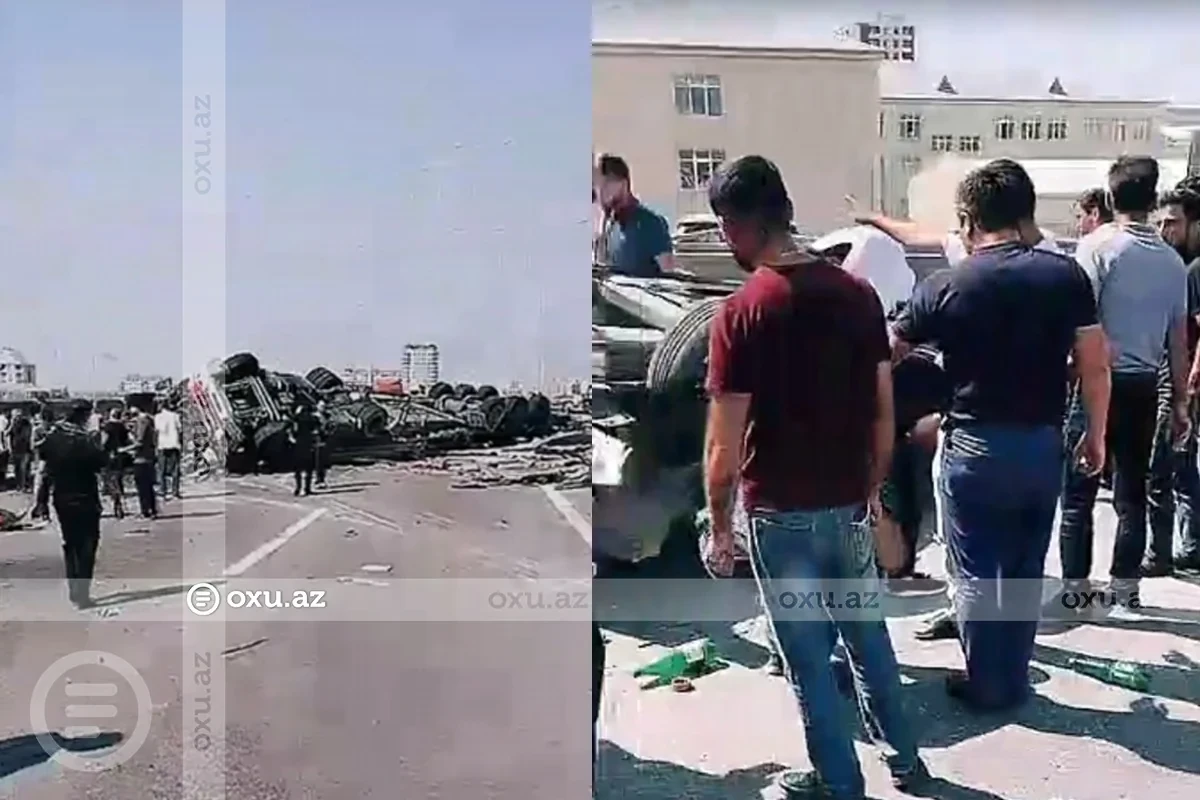 Bakı-Sumqayıt yolunda TIR avtomobilin üzərinə aşdı - VİDEO&nbsp;&nbsp;