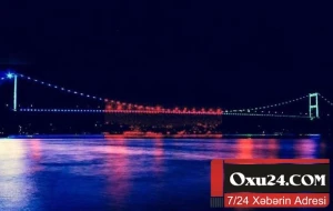 İstanbulda körpü Azərbaycan bayrağına büründü