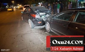 Sərxoş sürücü sükan arxasında yuxulayaraq qəza törətdi - Foto