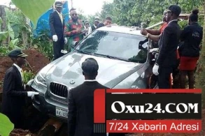 Milyonçu oğul atasını tabutda deyil, bahalı avtomobildə dəfn etdi – Foto