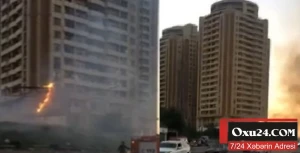 BAKIDA GÜCLÜ YANĞIN BAŞLAYIB - FOTO