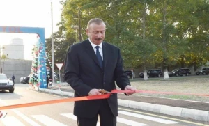 Prezident İlham Əliyev yeni avtomobil yolunun açılışında iştirak edib