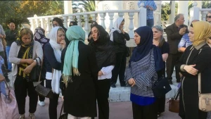 Sevil Nuriyeva həyat yoldaşının vida mərasimində - FOTO