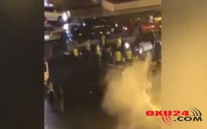 Bakıda DYP maşını ilə taksi toqquşdu - Polis yaralandı+ Video