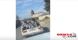 Uşaqları baqajda daşıyırlar! - Azərbaycanda şok olayın VİDEOsu