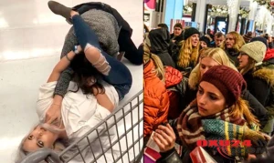 Mağazada biabırçılıq - "Qara Cümə"də qadınlar saçyolduya çıxdılar