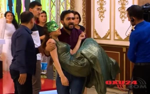 ATV-də xanım iştirakçı huşunu itirdi - Video