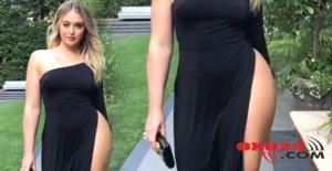 Dərin yarıqlı paltar geyinən modelin ombası göründü - FOTO