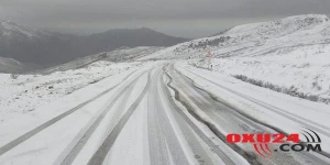 Şamaxıda yollar buz bağladı