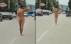 Narkotik çəkib lüt küçəyə çıxdı