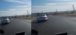 Bakıda ŞOK görüntü: Avtoşluq edən yol polisi kameraya düşdü